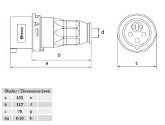 Bemis Enversör Düz Fiş CEE Norm 3P+E+N 16A 380V