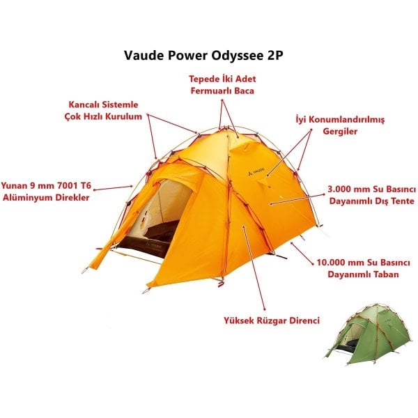 Vaude Odyssee L 2P 2 Kişilik 3 Mevsim Çadır 11487