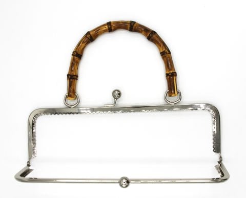 METAL BAG CLIP WITH BAMBOO HANDLE (SILVER - LARGE)