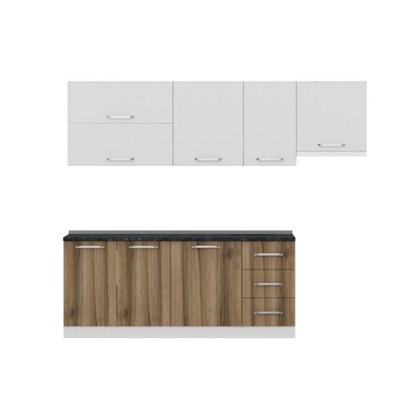 Minar 255 Cm White Kitchen Cabinet Dore 255-D7