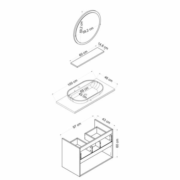 Minar Bathroom Cabinet 100Cm As2K1Ç+1Ya1R+Tzg White