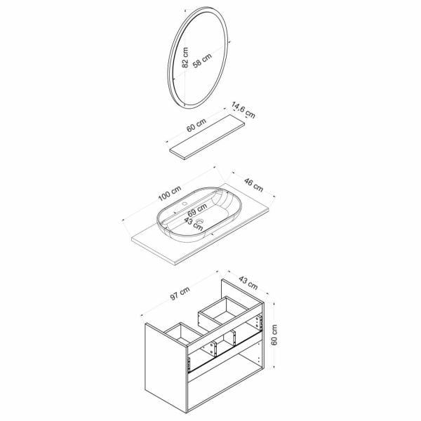 Minar Bathroom Cabinet 100Cm As2K1Ç+1Ea1R+Tzg White