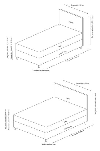 Sapphire Base Headboard Without Pad Bed Set