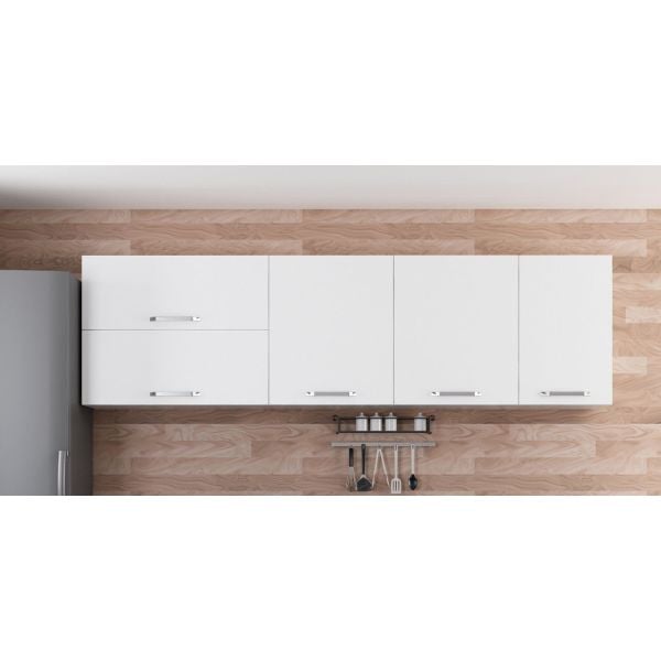 Minar 255 Cm White Kitchen Cabinet 255-B2-Upper Module