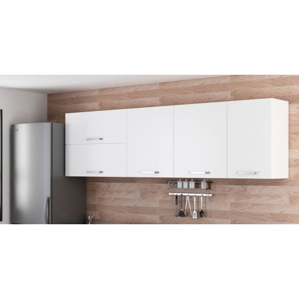 Minar 255 Cm White Kitchen Cabinet 255-B2-Upper Module