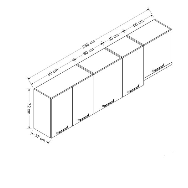 Minar 255 Cm 255-B4-top Modular Kitchen Cabinet White