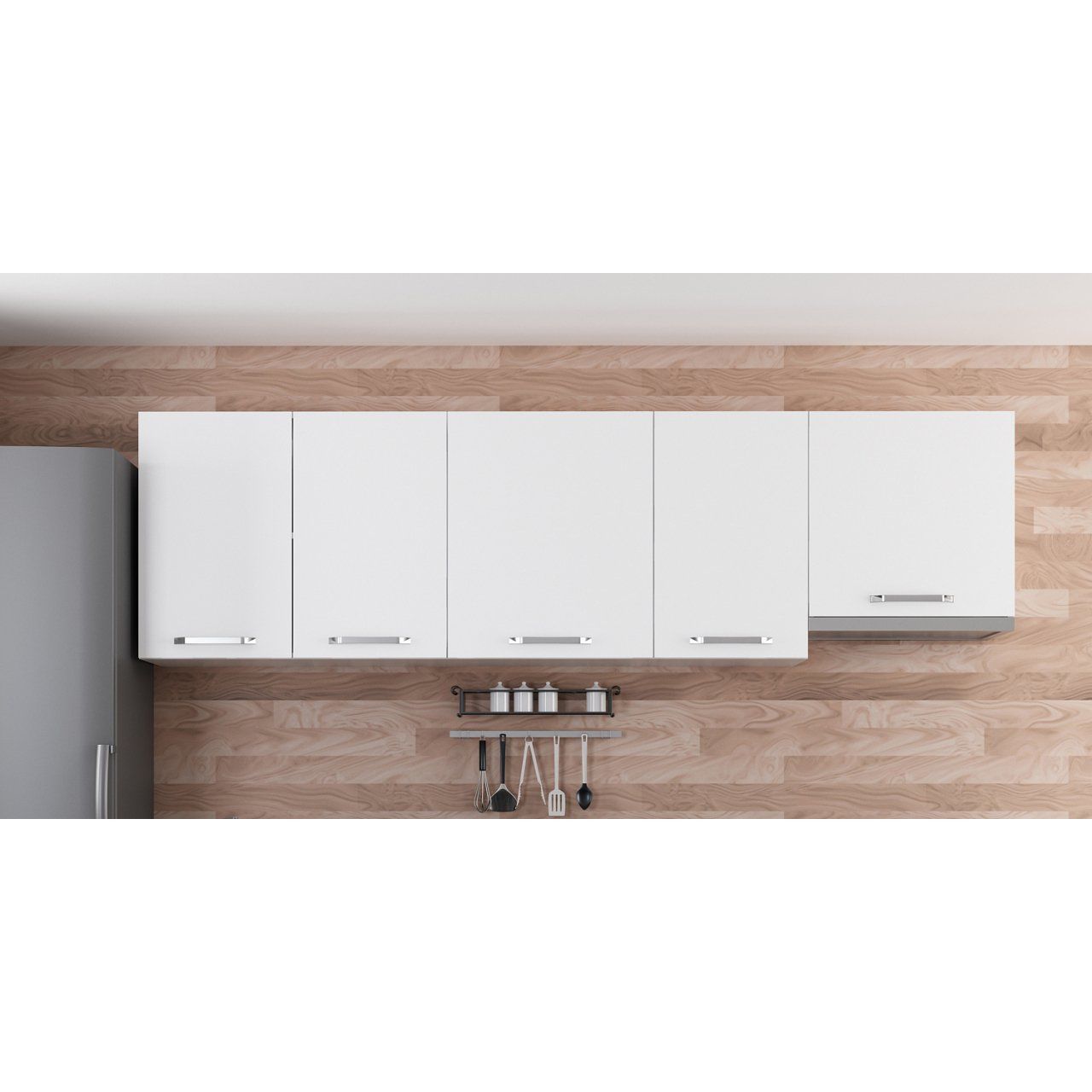 Minar 255 Cm-top Modular Kitchen Cabinet White 255-B5