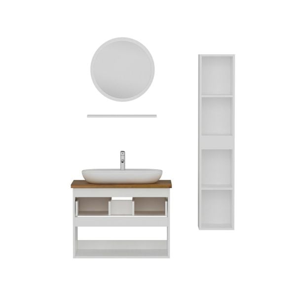 Minar Bathroom Cabinet 100Cm As2K1Ç+1Ya1R+Tzg+Length White