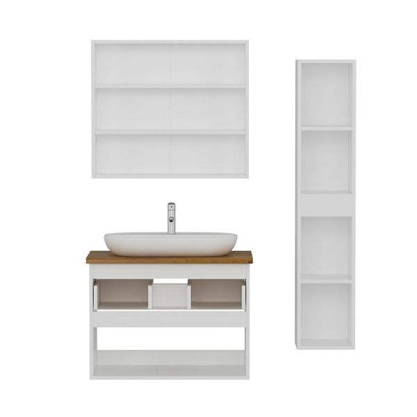 Minar Bathroom Cabinet 100Cm As2K1Ç+2K2A+Tzg+Length White