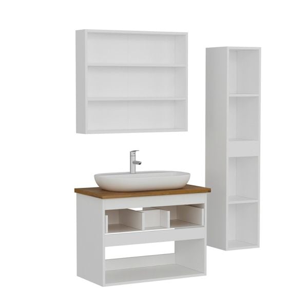 Minar Bathroom Cabinet 100Cm As2K1Ç+2K2A+Tzg+Length White