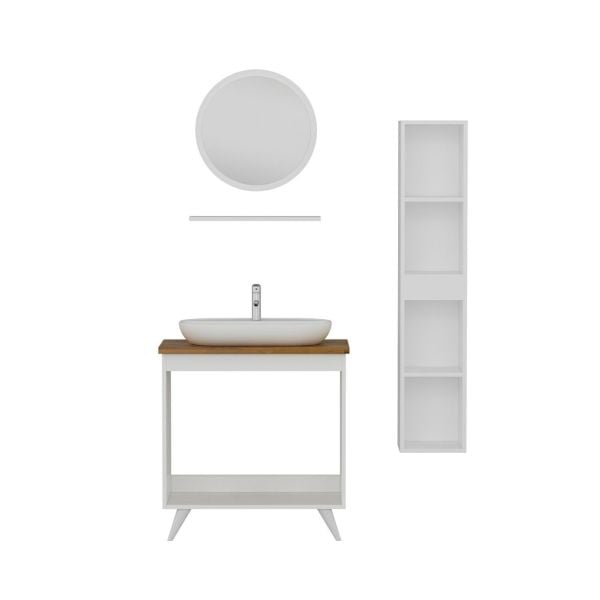 Minar Bathroom Cabinet 100Cm Ay2K+1Ya1R+Tzg+Length White