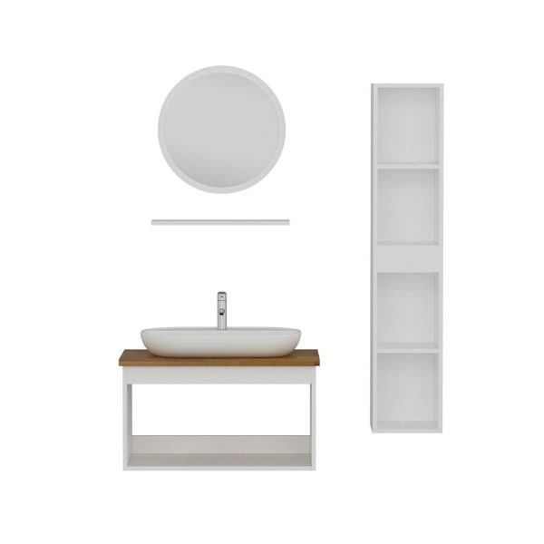 Minar Bathroom Cabinet 100Cm As2K+1Ya1R+Tzg+Length White