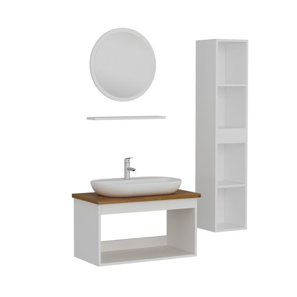 Minar Bathroom Cabinet 100Cm As2K+1Ya1R+Tzg+Length White