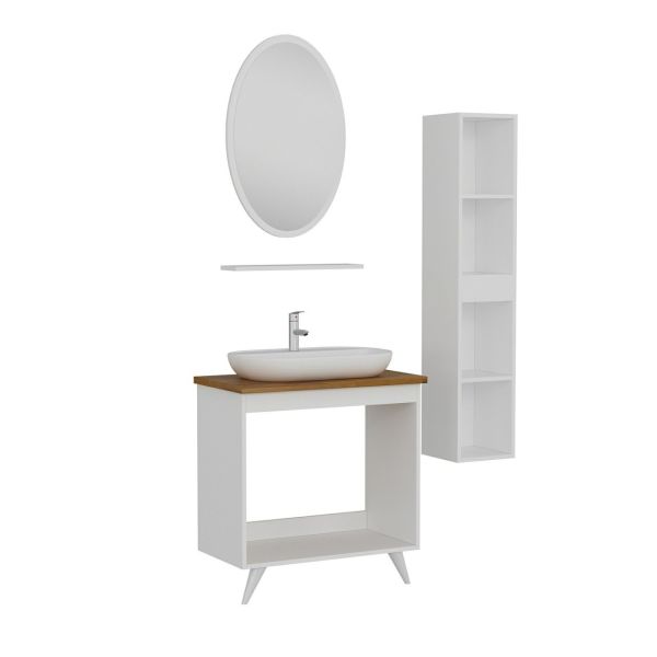 Minar Bathroom Cabinet 100Cm Ay2K+1Ea1R+Tzg+Length White