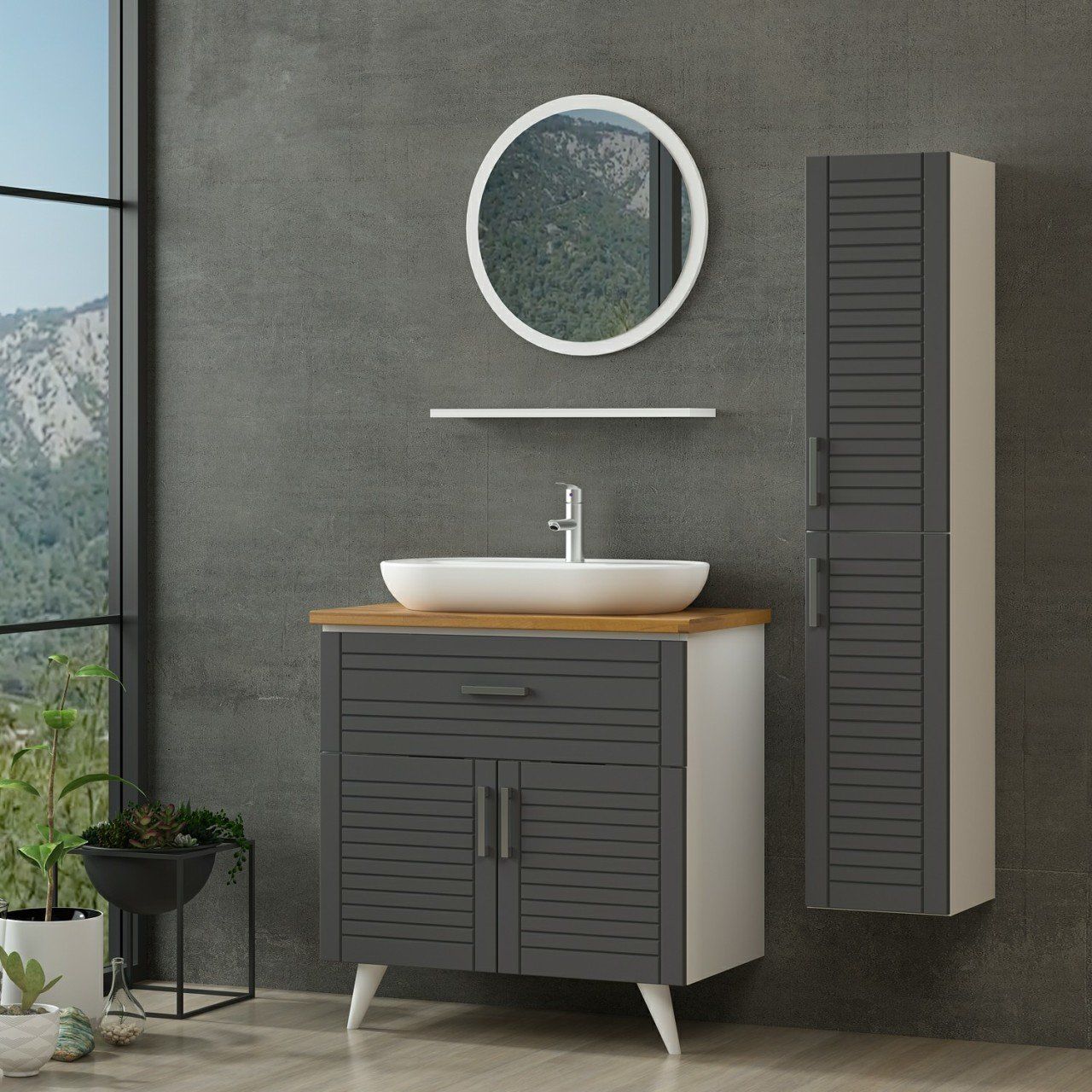 Minar Bathroom Cabinet 100Cm Ay2K1Ç+1Ya1R+Tzg+Length White