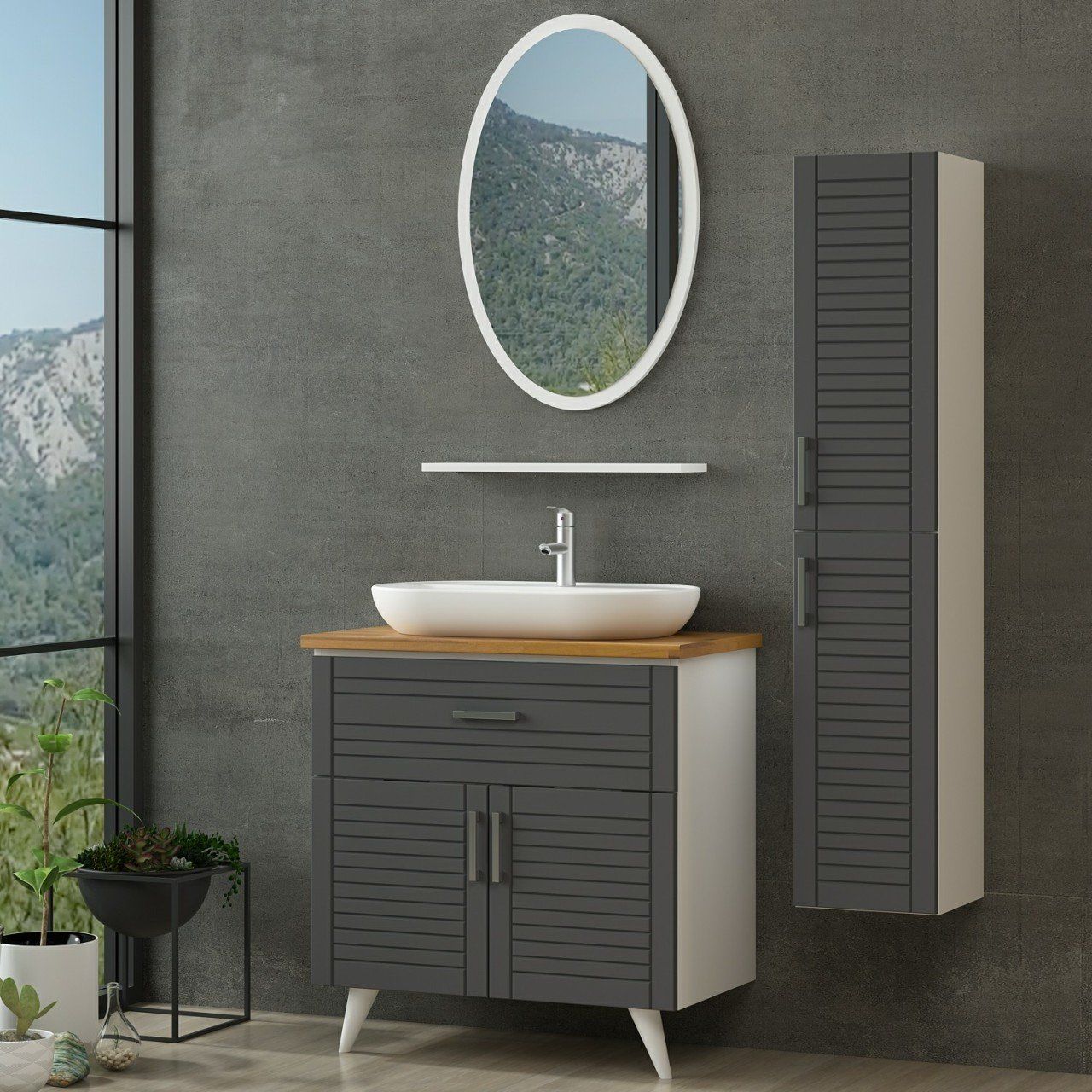 Minar Bathroom Cabinet 100Cm Ay2K1Ç+1Ea1R+Tzg+Length White