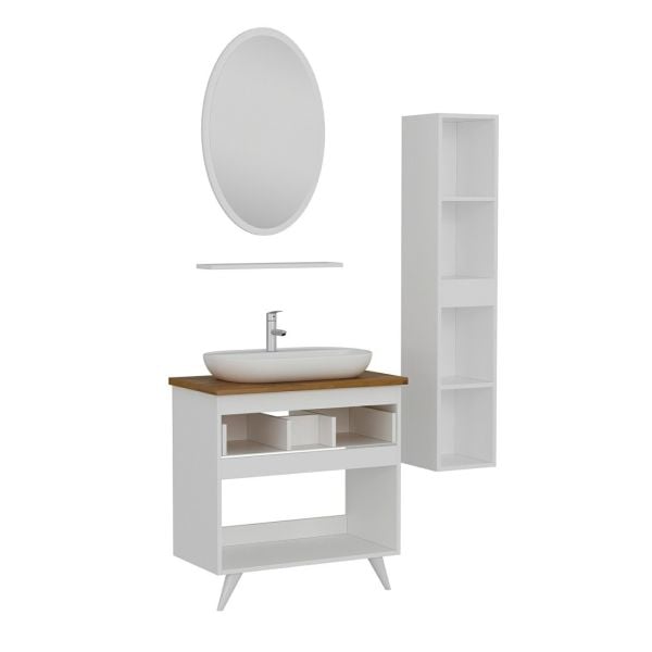 Minar Bathroom Cabinet 100Cm Ay2K1Ç+1Ea1R+Tzg+Length White