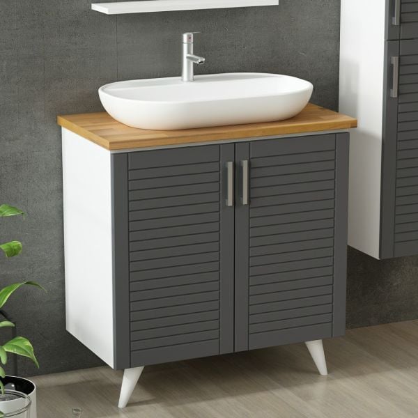 Minar Bathroom Cabinet 85Cm Ay2K+1Ea1R+Tzg+Length White