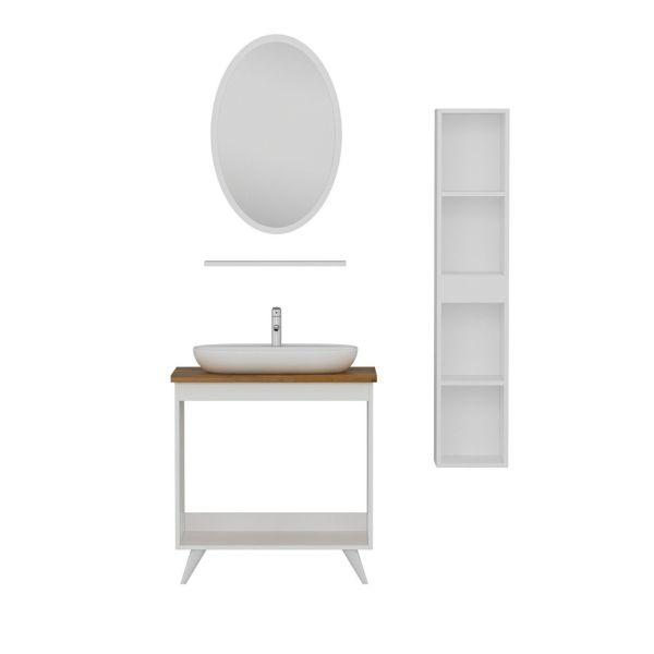 Minar Bathroom Cabinet 85Cm Ay2K+1Ea1R+Tzg+Length White
