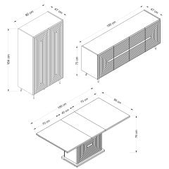 Jose Dining Set3 - Anthracite Membrane (Console+Table+Cabinet)