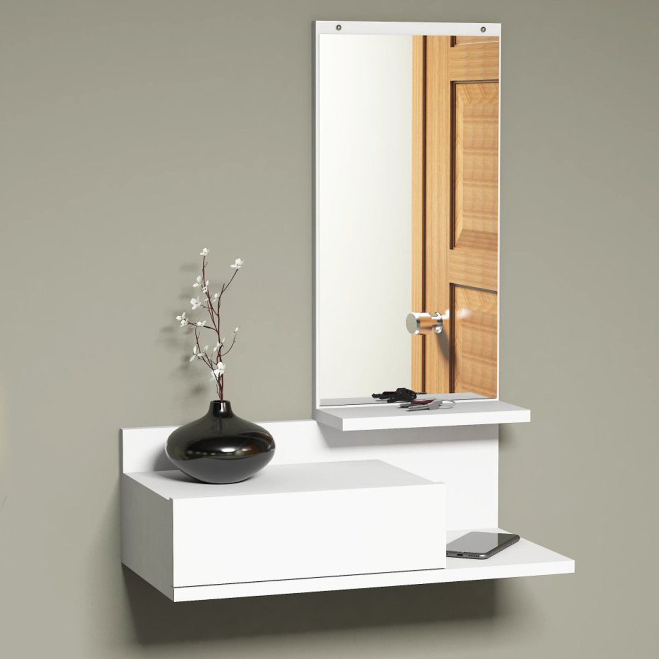 Minar Mode Mirror Dresser White