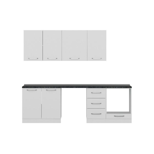 Minar 255 Cm White Kitchen Cabinet 255-B11