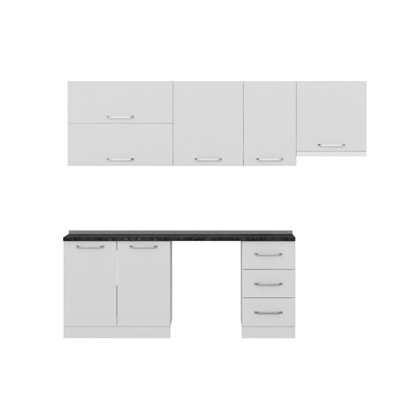 Minar 255 Cm White Kitchen Cabinet 255-B15