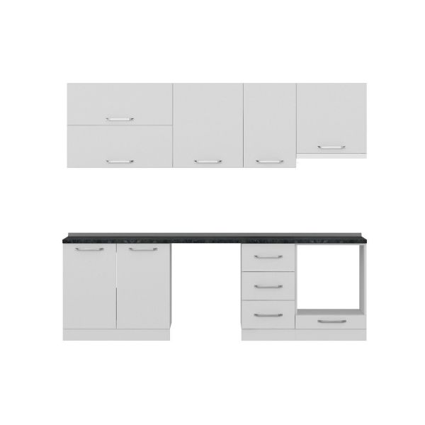 Minar 255 Cm White Kitchen Cabinet 255-B16