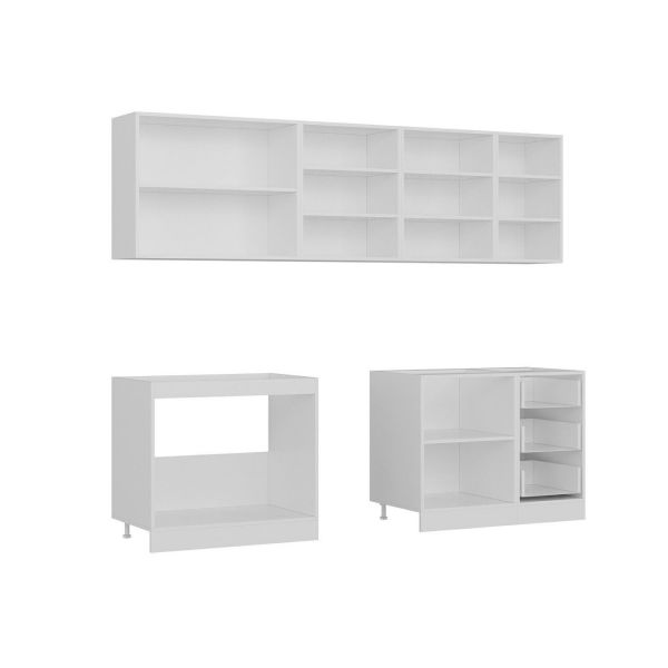 Minar 255 Cm White Kitchen Cabinet Dore 255-D10
