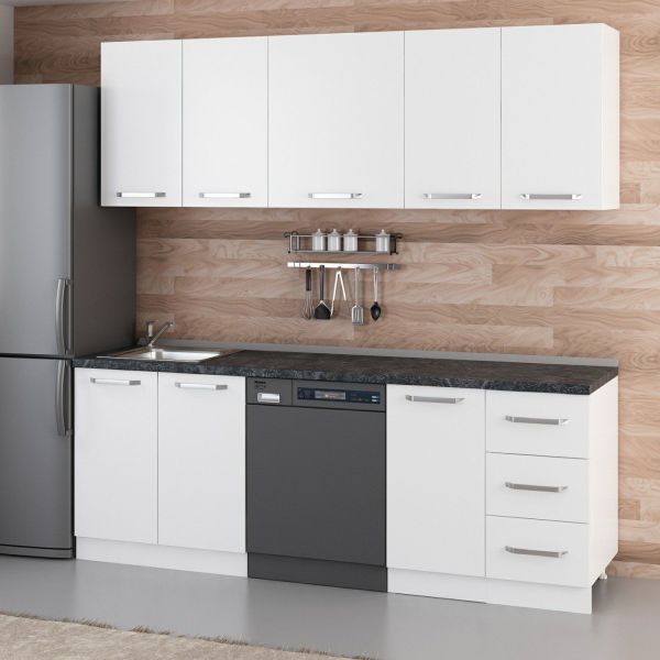 Minar 220 Cm White Kitchen Cabinet 220-B11