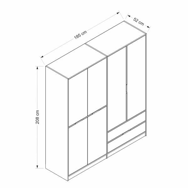 Elina 4 Kapaklı Dolap - Dore/Antrasit