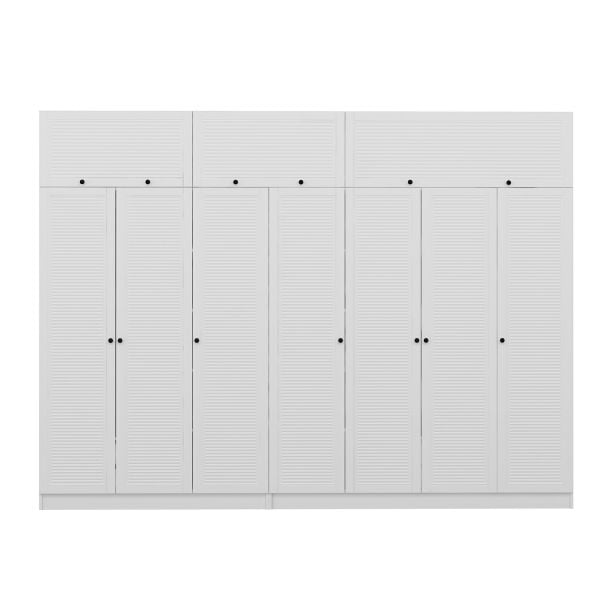 Minar Kale 7 Membrane Shutter Covered 4 Drawer Cabinet And Wardrobe White