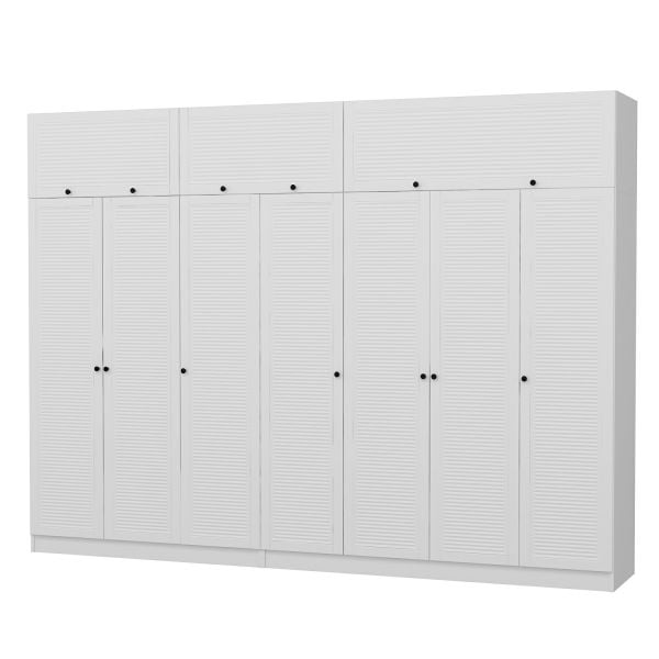 Minar Kale 7 Membrane Shutter Covered 4 Drawer Cabinet And Wardrobe White