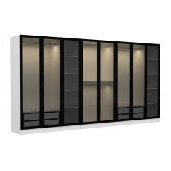 Minar Kale 8 Glass Door 4 Drawer Cabinet - White/Black