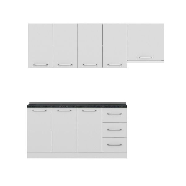 Minar 220 Cm White Kitchen Cabinet 220-B5