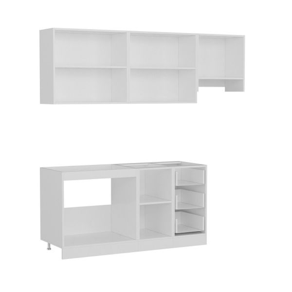 Minar 220 Cm White Kitchen Cabinet 220-B5