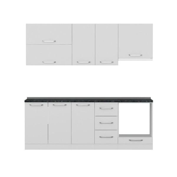 Minar 220 Cm White Kitchen Cabinet 220-B9