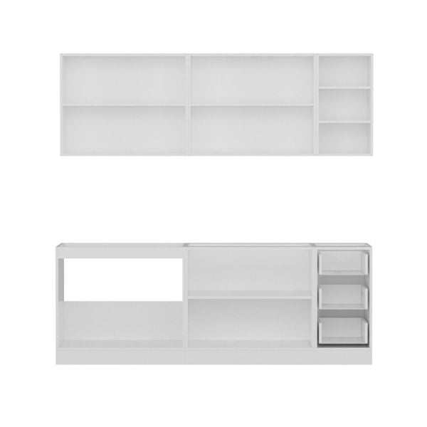 Minar 220 Cm White Kitchen Cabinet Anthracite 220-A3