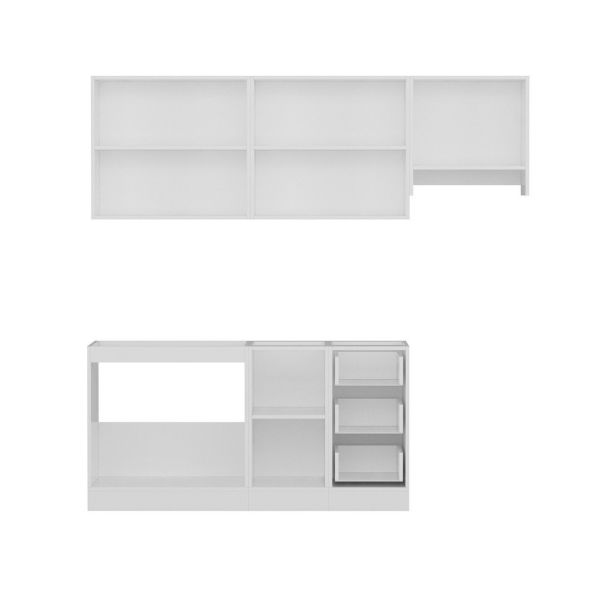 Minar 220 Cm White Kitchen Cabinet Anthracite 220-A5