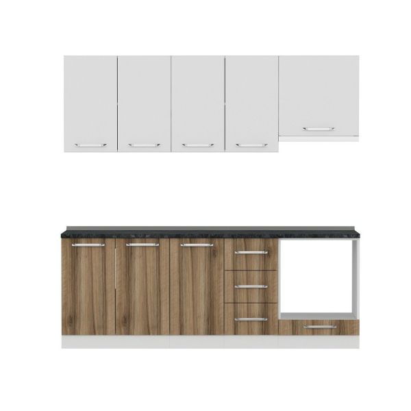 Minar 220 Cm White Kitchen Cabinet Dore 220-D6