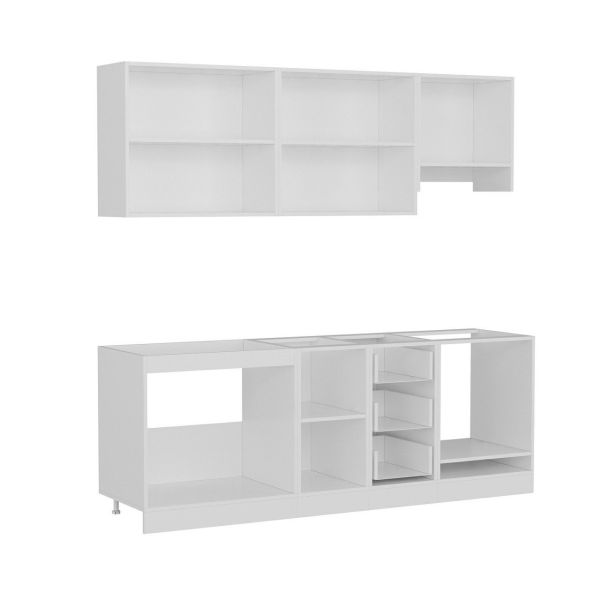 Minar 220 Cm White Kitchen Cabinet Dore 220-D6