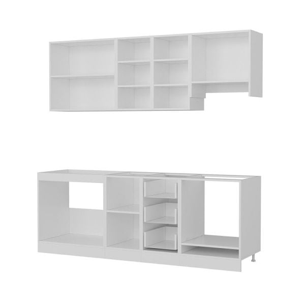 Minar 220 Cm 220-D9 Dora White Kitchen Cabinets