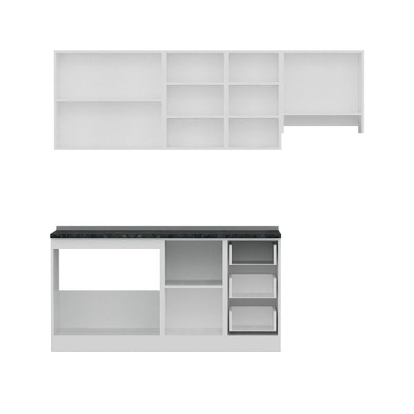 Minar 225 Cm White Kitchen Cabinet 225-B4