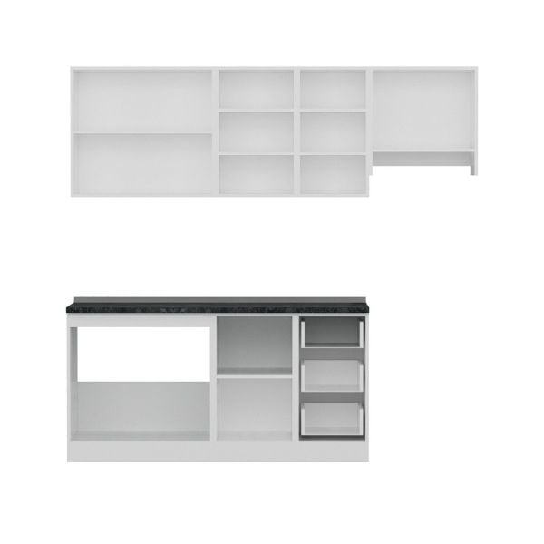 Minar 225 Cm White Kitchen Cabinet 225-B7