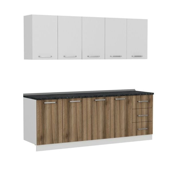 Minar 225 Cm White Kitchen Cabinet Dore 225-D2