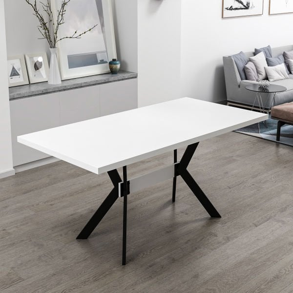 Bremen 3 Extendable Dining Table with Metal Legs-White