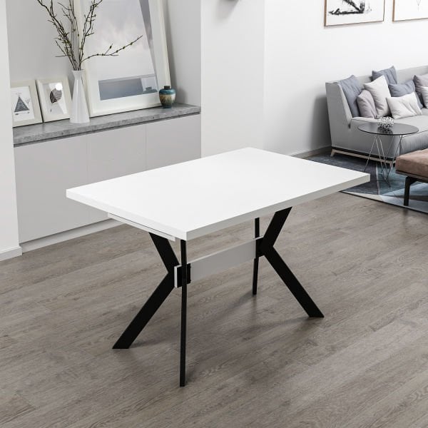 Bremen 3 Extendable Dining Table with Metal Legs-White