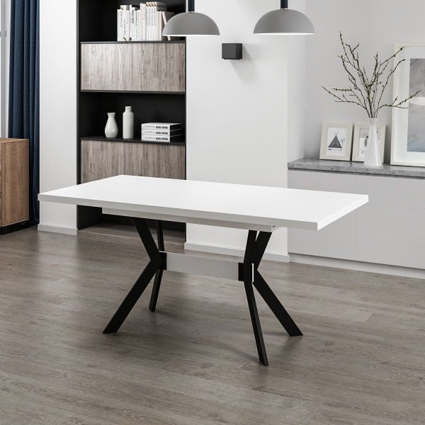 Bremen 3 Extendable Dining Table with Metal Legs-White