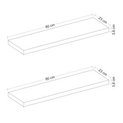 Minar Gizli Tutuculu 2'li Duvar Rafı 80 cm - M.Siyah