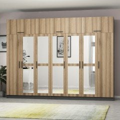 Minar Kale 7 Doors, 5 Mirrors, 4 Drawers and Wardrobe Anthracite Dore